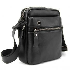 Купить Месенджер в гладкой коже черный Tiding Bag 8718A, фото , характеристики, отзывы