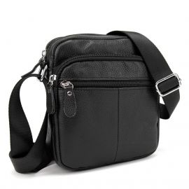 Купить Кожаный компактный мужской мессенджер черный Tiding Bag M56-0080A, фото , характеристики, отзывы