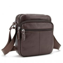 Придбати Кожаный компактный мужской мессенджер коричневый Tiding Bag M56-0080C, image , характеристики, відгуки