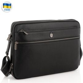 Купити Мужская средняя кожаная черная сумка через плечо мессенджер Royal Bag RB2970051, image , характеристики, відгуки