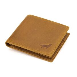 Придбати Портмоне кожаное коричневое с тиснением волка Tiding Bag M39-7063B, image , характеристики, відгуки
