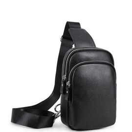 Придбати Мужской черный кожаный слинг на плечо Tiding Bag A25F-1922A, image , характеристики, відгуки