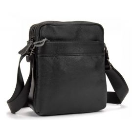 Купить Мужской кожаный мессенджер Tiding Bag  чёрный, фото , характеристики, отзывы