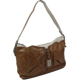 Купить Жіноча сумка на плече зі шкіри та текстилю Giorgio Ferretti бежева, фото , характеристики, отзывы