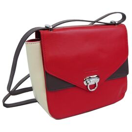 Купить Невелика жіноча шкіряна сумка Giorgio Ferretti червона з бежевим, фото , характеристики, отзывы