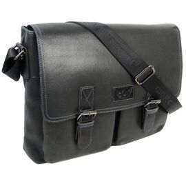 Придбати Чоловіча шкіряна сумка, листоночка через плече Giorgio Ferretti темно-сіра, image , характеристики, відгуки
