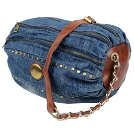 Купить - Циліндрична жіноча джинсова сумка Fashion jeans bag синя, фото , характеристики, отзывы