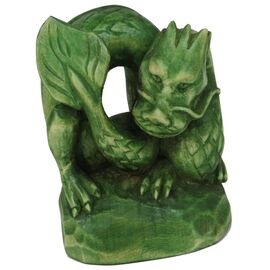 Придбати Статуетка ручної роботи Зелений Дерев'яний Дракон символ 2024 року, image , характеристики, відгуки