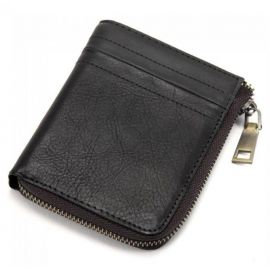 Купить Кожаное мужское портмоне на молнии Tiding Bag черное, фото , характеристики, отзывы