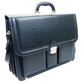 Купити Великий діловий портфель з еко шкіри AMO SST03 синій, image , характеристики, відгуки