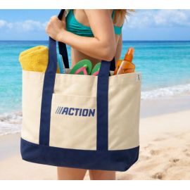 Купить Эко сумка для пляжа, покупок из плотного коттона Action 52x36x15 см бежевая, фото , характеристики, отзывы