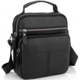 Купить Сумка мужская кожаная Tiding Bag через плечо черная, фото , характеристики, отзывы