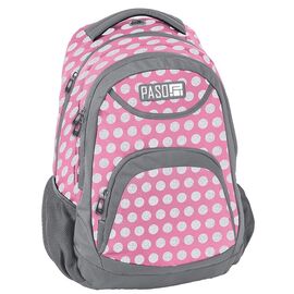 Купить - Яскравий жіночий рюкзак Paso 20L, 18-2708PI16 рожевий у горох, фото , характеристики, отзывы