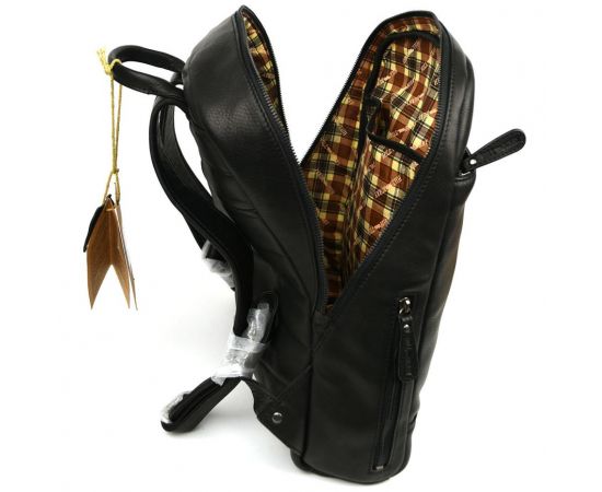 Купить Городской кожаный рюкзак HILL BURRY HB15295A черный, фото , изображение 7, характеристики, отзывы