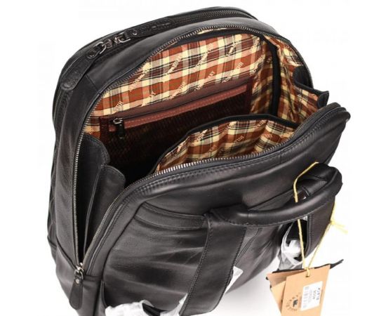Купить Большой кожаный рюкзак HILL BURRY HB4006A черный, фото , изображение 6, характеристики, отзывы