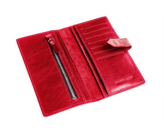 Придбати Портмоне, красное женское с хлястиком Grande Pelle 524660, image , характеристики, відгуки