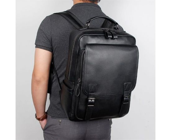 Придбати Мужской кожаный рюкзак JD2755A John McDee черный, image , зображення 2, характеристики, відгуки