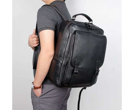 Придбати Мужской кожаный рюкзак JD2755A John McDee черный, image , зображення 3, характеристики, відгуки