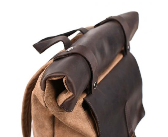 Купить Ролл-ап рюкзак из кожи и кофейный канвас TARWA RCc-5191-3md, фото , изображение 5, характеристики, отзывы