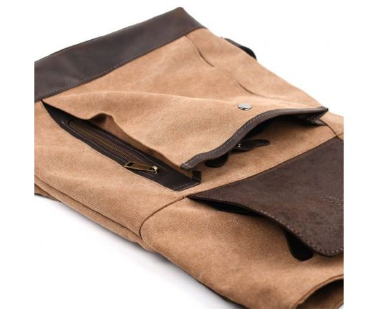 Купить Ролл-ап рюкзак из кожи и кофейный канвас TARWA RCc-5191-3md, фото , изображение 7, характеристики, отзывы