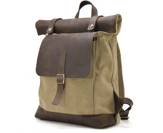 Купить Ролл-ап рюкзак из кожи и песочный канвас TARWA RCs-5191-3md, фото , характеристики, отзывы