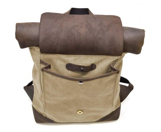 Купить Ролл-ап рюкзак из кожи и песочный канвас TARWA RCs-5191-3md, фото , изображение 7, характеристики, отзывы