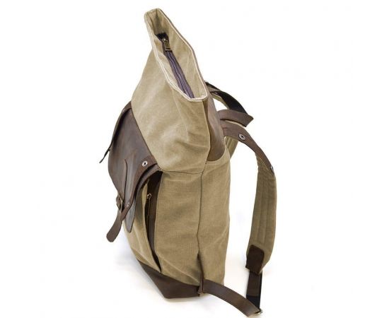 Купить Ролл-ап рюкзак из кожи и песочный канвас TARWA RCs-5191-3md, фото , изображение 9, характеристики, отзывы