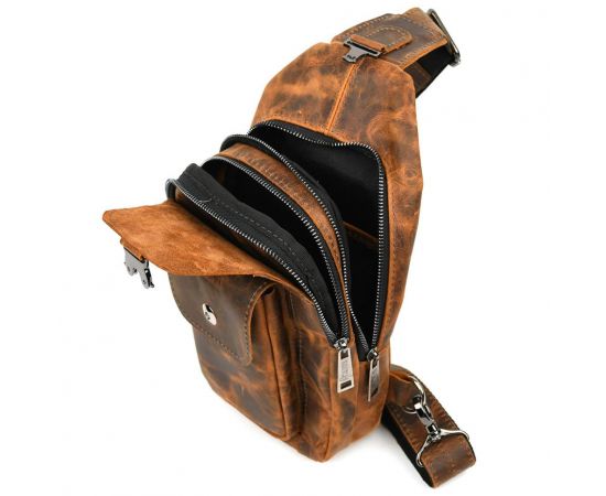 Придбати Модный рюкзак слинг на одну шлейку коньячный винтаж TARWA RY-4007-3md, image , зображення 2, характеристики, відгуки