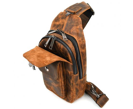 Придбати Модный рюкзак слинг на одну шлейку коньячный винтаж TARWA RY-4007-3md, image , зображення 5, характеристики, відгуки