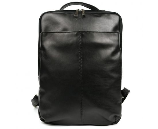Придбати Кожаный мужской рюкзак черный GA-7281-3md с передним карманом на молнии, image , характеристики, відгуки