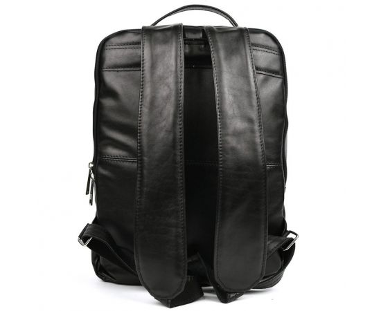 Придбати Кожаный мужской рюкзак черный GA-7281-3md с передним карманом на молнии, image , зображення 3, характеристики, відгуки