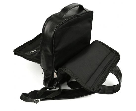 Придбати Кожаный мужской рюкзак черный RA-7281-3md с передним карманом на молнии, image , зображення 7, характеристики, відгуки