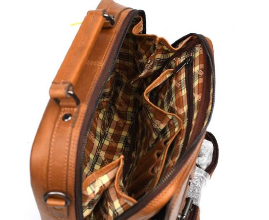 Купить Мужская кожаная сумка с ручкой HB870367B Hill Burry коньячная, фото , изображение 7, характеристики, отзывы