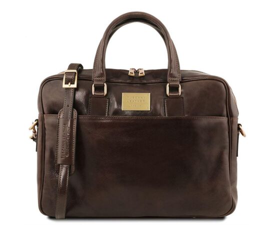 Придбати Кожаный портфель для ноутбука с передним карманом Tuscany Leather Urbino TL141241 (Темно-коричневый), image , характеристики, відгуки