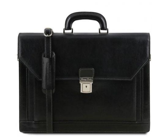 Придбати Кожаный мужской портфель на два отделения NAPOLI Tuscany Leather TL141348 (Черный), image , характеристики, відгуки