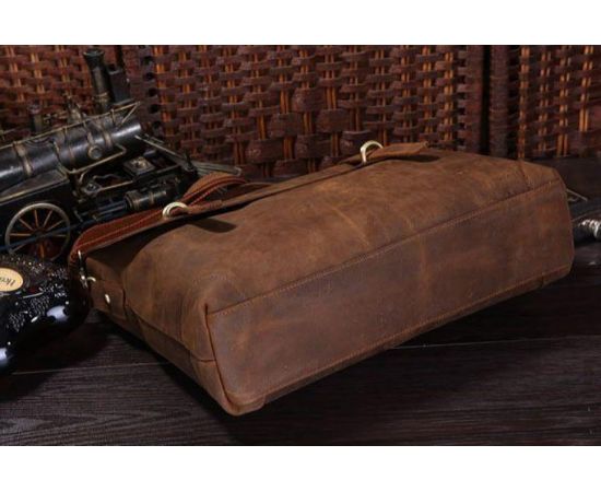 Купить Мужской кожаный портфель, сумка, ретро-стиль 7082R лошадиная кожа, фото , изображение 10, характеристики, отзывы