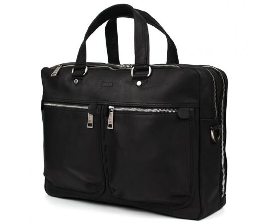 Купить Мужская кожаная деловая сумка черная RA-4664-4lx TARWA на два отделения, фото , изображение 4, характеристики, отзывы