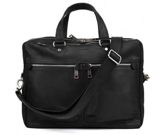 Купить Мужская кожаная деловая сумка черная RA-4664-4lx TARWA на два отделения, фото , изображение 5, характеристики, отзывы