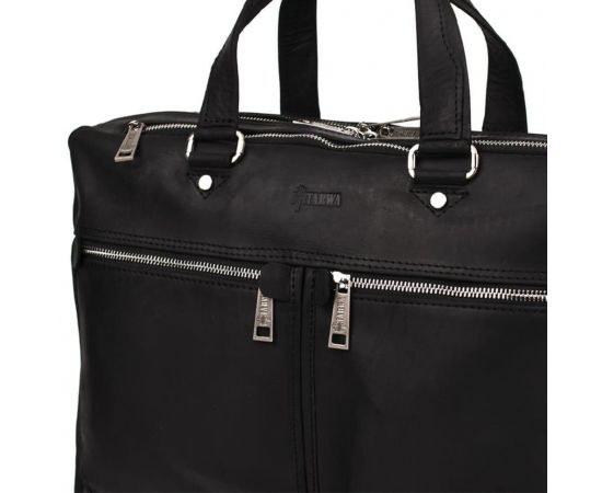 Купить Мужская кожаная деловая сумка черная RA-4664-4lx TARWA на два отделения, фото , изображение 9, характеристики, отзывы