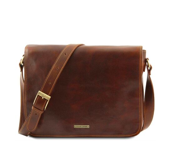 Придбати Мужской кожаный мессенджер Tuscany Leather Messenger Double TL90475 (Коричневый), image , характеристики, відгуки