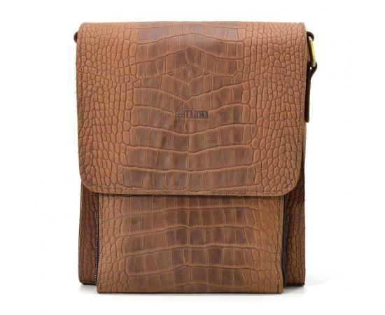 Купить Кожаная сумка через плечо RepC-3027-4lx бренда TARWA коричневый цвет рептилия, фото , характеристики, отзывы