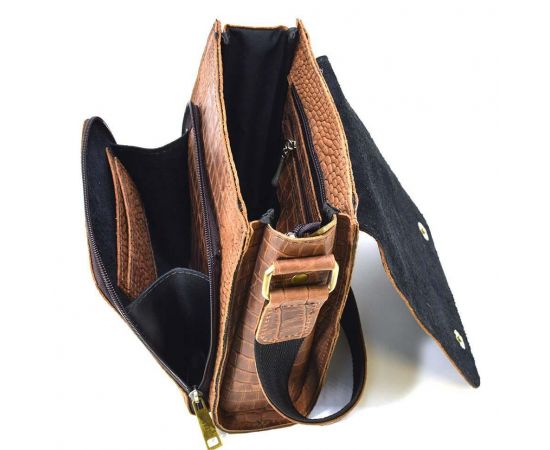 Купить Кожаная сумка через плечо RepC-3027-4lx бренда TARWA коричневый цвет рептилия, фото , изображение 2, характеристики, отзывы