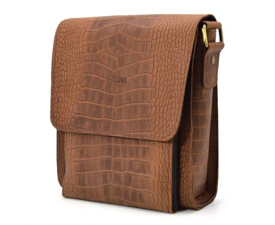 Купить Кожаная сумка через плечо RepC-3027-4lx бренда TARWA коричневый цвет рептилия, фото , изображение 3, характеристики, отзывы