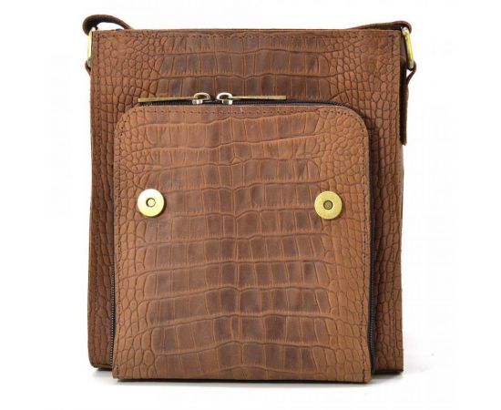 Купить Кожаная сумка через плечо RepC-3027-4lx бренда TARWA коричневый цвет рептилия, фото , изображение 6, характеристики, отзывы