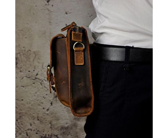 Купить Мужская небольшая сумка из прочной лошадиной кожи, фото , изображение 6, характеристики, отзывы