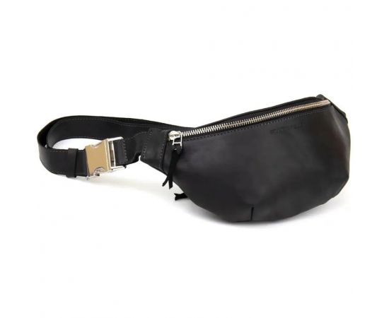 Купить Кожаная сумка на пояс бананка Grande Pelle 741110 черный крейзи хорс, фото , изображение 4, характеристики, отзывы