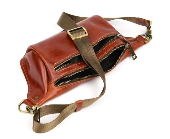 Придбати Напоясная сумка бананка в размере М TARWA GBalc-3105-2lx 2 отделения коньячная, image , зображення 2, характеристики, відгуки