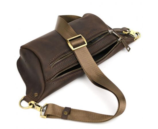 Купить Напоясная сумка бананка в размере М TARWA RC-3105-2lx коричневая 2 отделения, фото , изображение 2, характеристики, отзывы