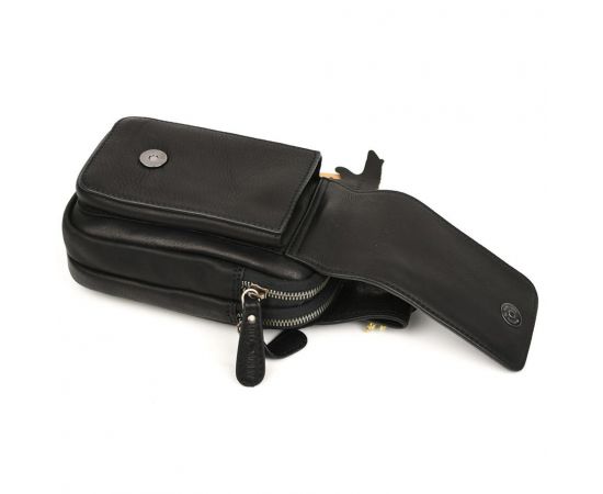 Купить Кожаная напоясная сумка чехол, через плечо Hill Burry HB100A черная, фото , изображение 5, характеристики, отзывы