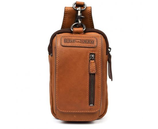 Купить Кожаная напоясная сумка чехол, через плечо Hill Burry HB100B коньячная, фото , изображение 2, характеристики, отзывы
